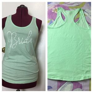 NWOT Bride print Racerback Green Tank Top Next Level Apparel